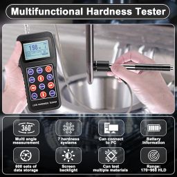 creahub Metal Hardness Tester Kit, Leeb Hardness Tester with Test Block, Digital Hardness Tester, Durometer Hardness Testing Equipment with 7 Types of Hardness Systems（HL、HB、HRB、HRC、HRA、HV、HS） image 3