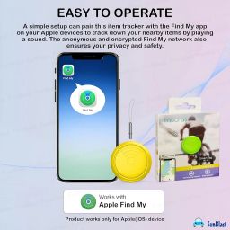 FunBlast Smart Tag for iOS, Apple Find My Network Tracker, Anti-Lost Tag for Keys, Wallets, Bags (No SIM Needed) (Yellow) image 1