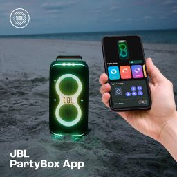 JBL Partybox 120 Wireless Bluetooth 160W Party Speaker, AI Sound Boost, Futuristic Light Show, Upto 12Hrs Playtime,Multispeaker Connection by Auracast, Guitar & Mic Input, Splashproof (Black) image 4
