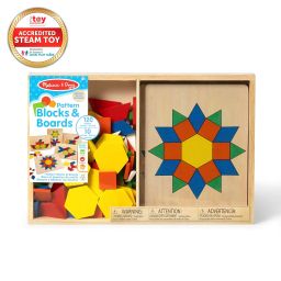 Melissa & Doug Kids Pattern Blocks And Boards Classic Toy (Developmental Toy, Wooden Shape Blocks, Double-Sided Boards, 120 Shapes & 5 Boards) image 2