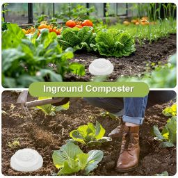 HASTHIP® In-ground Worm Farm Composter Buried Mesh Hole Compost Bin with Lid PVC Worm Tower Easy Composting Tool for Garden, Backyard, 160x260mm image 5