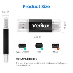 Verilux® Pendrive 64GB Flash Drive 2 in 1 with USB A 3.0, USB C Interface OTG Pendrive Type C Pendrive Portable USB 3.0 Pendrive for MacBook Air/Pro, Android Mobile Phone, Pad, Laptop Computer image 1