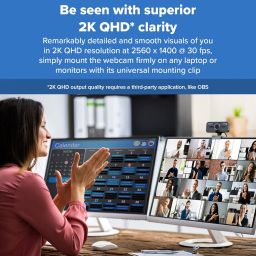 Creative Live! Cam Sync V3 2K Qhd USB Webcam with 4X Digital Zoom (4 Zoom Modes from Wide Angle to Narrow Portrait View), Privacy Lens, 2 Mics, for Pc and Mac - Black image 1