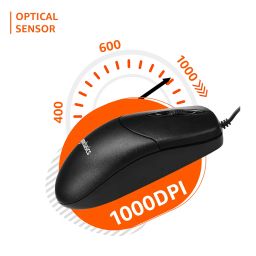 amazon basics Wired Mouse | 1000 DPI Optical Sensor | Plug and Play | Compatible with PC, Laptop (Black) image 1