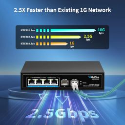 6 Port 2.5G Managed Ethernet Switch with 2*10G SFP+ & 4*2.5G Base-T Ports, GiGaPlus 2.5Gb Switch Support QoS/VLAN/IGMP/LAG Networking Functions Ideal for 2.5Gbe NAS/PC, WiFi6 Router Wireless AP image 2