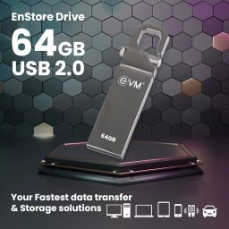 EVM EnStore 64GB Metal USB 2.0 Flash Drive - High Read Speeds up to 15MB/s & Write Speeds up to 8MB/s - Durable Metal Casing - Ideal for Data Transfer & Storage - (EVMPD/64GB) image 1