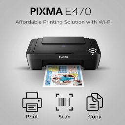 Canon PIXMA E470 All in One (Print, Scan, Copy) WiFi Ink Efficient Colour Printer for Home image 3