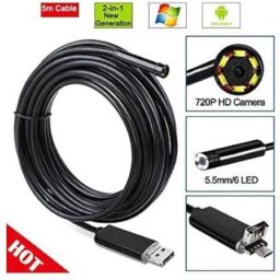 KZLYNN Waterproof Endoscope Camera Flexible IP67 Borescope Camera Inspection 6 LED with 5M Cable 5.5mm for Android,PC & Notebook, with Type C OTG (App USB Camera) image 5
