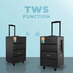 ZEBRONICS Banjo, 80 Watts RMS, Trolley Speaker with Bluetooth 4.2, LED Display & Wireless 2 Mics, USB, mSD, AUX Input, Mic in, FM Radio and Stylish Design image 5