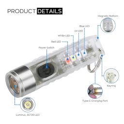 Pivdo Mini Light USB Rechargeable LED Flashlight, Small Keychain Torch Light for Camping, EDC, Pocket Size COB Key Chain Lights, Powerful and Compact Mini Torch Light image 2