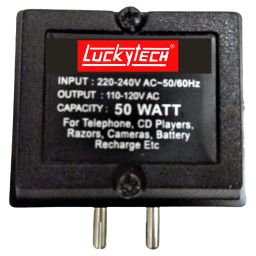 220V to 110V Stepdown Lucky Tech® Voltage Converter 50W USA to India Universal 2 Pin Input Plug (Wave Form) (50 Watt) image 3