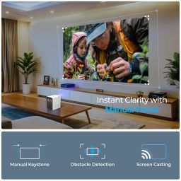 FOXIN Vision 510 Smart Projector | 4k Support 720P Native | 5000 Lumens | 150 inch Screen Size | Manual Focus| Android 9.0 with Built-in OTT Apps | 8 Watts Speaker | White image 1