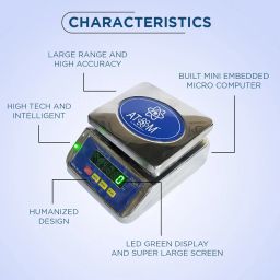 ATOM ® 30kg Stainless Steel Digital Weighing Scale. MADE IN INDIA with Front and Back display for Grocery and Kitchen. Atom A 201 Micro Mini Scale. Without Stamping For Domestic Use Only (160x140 mm) image 2