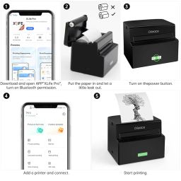 Ofeace Mini Pocket Printer, Sticker Printer, 200DPI Inkless Thermal Printer, Wireless Bluetooth Printer with Android iOS for Retro Style Photos/Receipts/Notes/Lists/Label/Memo/QR Codes image 4