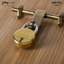 Godrej Locks I Navtal 7 levers 65 mm I 4 Keys I Padlock for Main Door I Gate Lock I Tool Box, Shutters, Shops & Offices I Strong Hardened Corrosion Resistant Shackle I Brass Material | 1 Year Warranty image 2