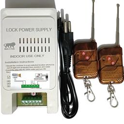Electronic Lock Power Supply (Wireless Unlock Electric Rim Lock - Smart Connect with Video Door Phone CPPPlus) with 2 Remotes RC Power Supply -12V-30V DC image 3