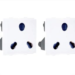 3 Pin Modular Socket | 6- and 16-Amps Combination, 240 Volts AC Power Socket for Home/Office | UL94 Material with UV stabilized Polycarbonate | White (Pack of 2) image 4