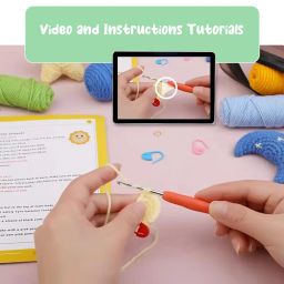 PATPAT Cotton DIY Crochet Kit Set of 4 - Cartoon Stuffed Toy Material Kit With Tools and Tutorials - Starter Friendly Pendant Making Set, Multicolor image 3