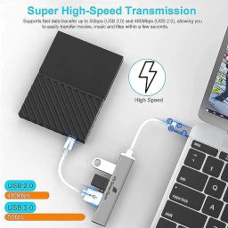 F5 SmartTech 4 in 1 Type C 4 Ports High Speed 3.0 USB Hub for Laptop USB Type C MacBook Pro Air C-Type Smartphones USB Extender USB Hub image 4