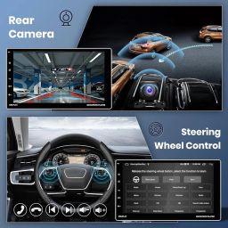 Cason 9 Inch Car Stereo Android System with Touch Screen |Car Android Player with CarPlay and Wireless Android Auto Bluetooth/Cooling Fan/Steering Wheel Control+ Rear Camera -Suitable for All image 2
