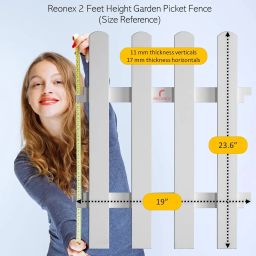 2 feet Tall (Height) White Garden Picket Fence - Set of 4 - Solid core WPC Material - Waterproof - with Pipe Posts for Support in Soil - 6feet 2inch Running Length (Boundary/Edging) image 2