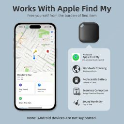 PEATOP Air Tags, Item Finders Tracker Work with Apple Find My APP (iOS Only), Smart Bluetooth Locator for Key, Bags, Luggage Suitcases, Wallets, Backpack, Replaceable Battery (Black-2) image 1