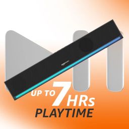amazon basics X20G 16W Bluetooth Soundbar with 2000mAh Battery | 2X Bass | Up to 7 hrs of Playback | RGB Lights | Bluetooth 5.3, Aux & USB Connectivity (Black) image 3