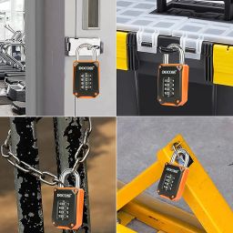 DOCOSS Zinc Strong Number Lock for Door/Combination Padlock, Gate, Gym Locker - Orange Black (1 Pack) image 5