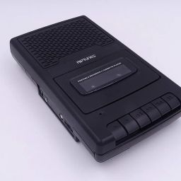 Riptunes Portable Cassette Player Recorder - Retro Shoebox Tape Recorder with Built-in Mic & Speaker, Volume Control, Headphone Jack, Retractable Handle - Black image 3