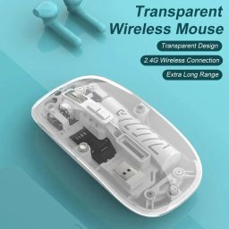 upsimples Transparent Wireless Mouse [Battery Level Visible] Bluetooth Rechargeable Mouse,2.4G/USB-C/Bluetooth,Adjustable DPI Ergonomic Silent Click for PC Laptop Notebook (Multicolor) image 2