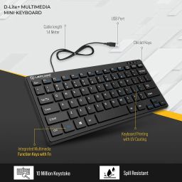 Lapcare D-Lite-Blk Multimedia Mini Wired Keyboard (Black) image 5