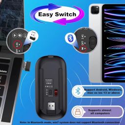 FKU Bluetooth Keyboard, Wireless Keyboard and Mouse 2.4Ghz USB Rechargeable Lightweight 10IN Universal Quiet Mini Keyboard and Mouse Set for iPad, iOS, Mac, Windows, Android Tablet Laptop (Black) image 1