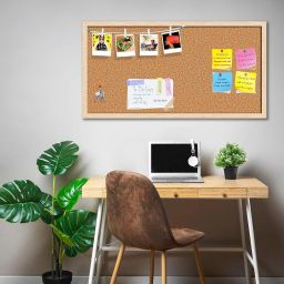 ArtzFolio Cork Board | Bulletin Board Notice Pin Board | Vision Soft Board Combo with Thumb Push Pins & Sticky Notes | Natural Brown Frame | 24 x 12 inch (61 x 30 cms) image 2