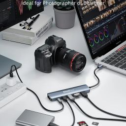 dockteck USB C Hub Multiport Adapter,7-in-1 Metal Shell with 4K 60Hz HDMI, 1Gbps RJ45 Ethernet, 100W Power Delivery, SD/TF Card, USB 3.0 5Gbps Data, for MacBook Pro/Air, iPad Pro, XPS image 5