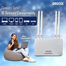 GEONIX Wireless Single_Band Router 4G Mobile Sim Based Router with 4 Antenna, Plug and Play, Wide Coverage Range, Wi Fi Range Upto 150 Meteres, Hassle Free Installation with Ethernet Port (White) image 3
