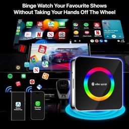eller santé® 2025 Upgraded Wireless CarPlay Adapter, 5-in-1 Apple Wireless and Android Auto Wireless Adapter Support Netflix/YouTube/TF Card, Magic Ai Box for Cars from 2016 & iPhone iOS10+ Black image 1