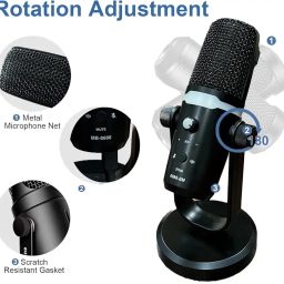 MB-8600 USB Condenser Microphone for Computer, Plug & Play Volume Control Desktop Gaming Mic for PC/Laptop/ /PS4/5 Recording Mike for Podcasting YouTube Studio Recording image 3