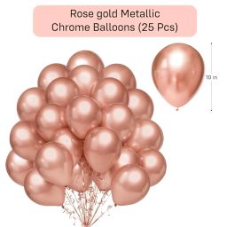 Party Propz Rose Gold Metallic Balloons For Decoration - Set Of 25 Pcs Rose Gold Metallic Chrome Balloons For Birthday | Metallic Balloons For Decoration | Bachelorette Party Decorations (Latex) image 1
