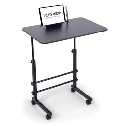 VISBY INDIA Multi-Purpose Laptop Table, Study Table| Bed Table| Adjustable Height, Portable for Office, Work Form Home | DIY Table, Easy to Assemble, Engineered (Black Adjustable) image 2