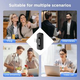 Boya BY-V10 2.4 ghz Omnidirectional Wireless Microphone System with a Transmitter & Receiver for Type-C Devices & Android. for Vlog, Social Media, YouTube Content with Rechargeable Battery. 50m Range image 5