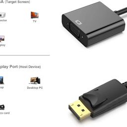 Tobo DisplayPort (DP) to VGA Adapter, Gold-Plated Display Port to VGA Adapter (Male to Female) Compatible with Computer, Desktop, Laptop, PC, Monitor, Projector, HDTV TD-260TC image 2