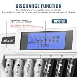 BONAI 8+1 Bay AA Battery Charger with LCD Display for Rechargeable AA/AAA NiMH/NiCd 9V Rechargeable Batteries image 2