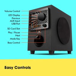 ZEBRONICS Zeb-Sunshine 60W 4.1 Multimedia Speaker with Bluetooth Supporting,USB,mSD,AUX,FM and Remote Control-(Black) image 3