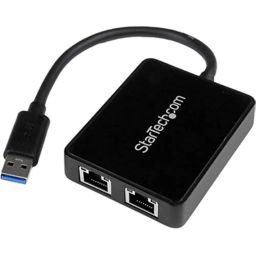 StarTech.com USB 3.0 to Dual Port Gigabit Ethernet Adapter NIC with USB Port (USB32000SPT) image 4