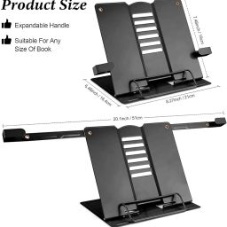FRENYEAR Metal Book Stand Holder | Book Stand for Reading Book Holder Adjustable Book Holder Use for Student,Reading at Home,Lectures and Presentations,Music Stand (Black) image 4