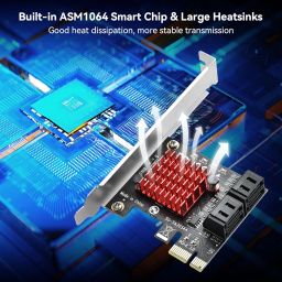 ELUTENG PCI-E SATA Expansion Card 4 Ports PCI-E X1 to SATA 3.0 Controller Card 6Gbps SATA III PCI Express Adapter with Low Profile Bracket for Desktop PC Support SSD HDD image 4