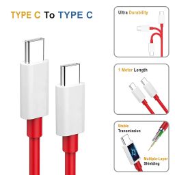 CEDO 65W OnePlus Dash Warp Charge Cable | 6.5A USB Type C to C PD Data Sync Fast Charging Cable Compatible with One Plus 8T / 9 / 9R / 9 Pro / 9RT / 10R / Nord & for All Type C Devices 1 Meter (Red) image 1