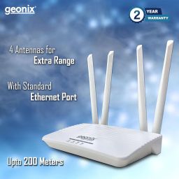 GEONIX Wireless Single_Band Router 4G Mobile Sim Based Router with 4 Antenna, Plug and Play, Wide Coverage Range, Wi Fi Range Upto 150 Meteres, Hassle Free Installation with Ethernet Port (White) image 1