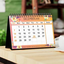 AccuPrints 2025 -Size 20.5 x 15 cm Offices Desk Calendar Large Box with Space for Marks/Notes-Green Flower Desk image 4