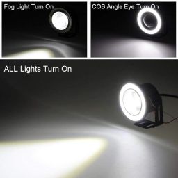 AutoBizarre Car Fog Lamp Angel Eye LED DRL Projector Cob Light 89mm (3.5 inches Front , 2.5 inches Back) - Set of 2 image 4